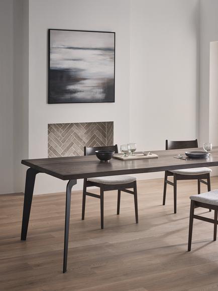 John Lewis Reigate Fixed Dining Table, Natural Edge, Solid Oak Dark Oil - view 2, Dark Oak