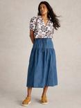 White Stuff Seema Organic Cotton Denim Skirt, Dark Blue