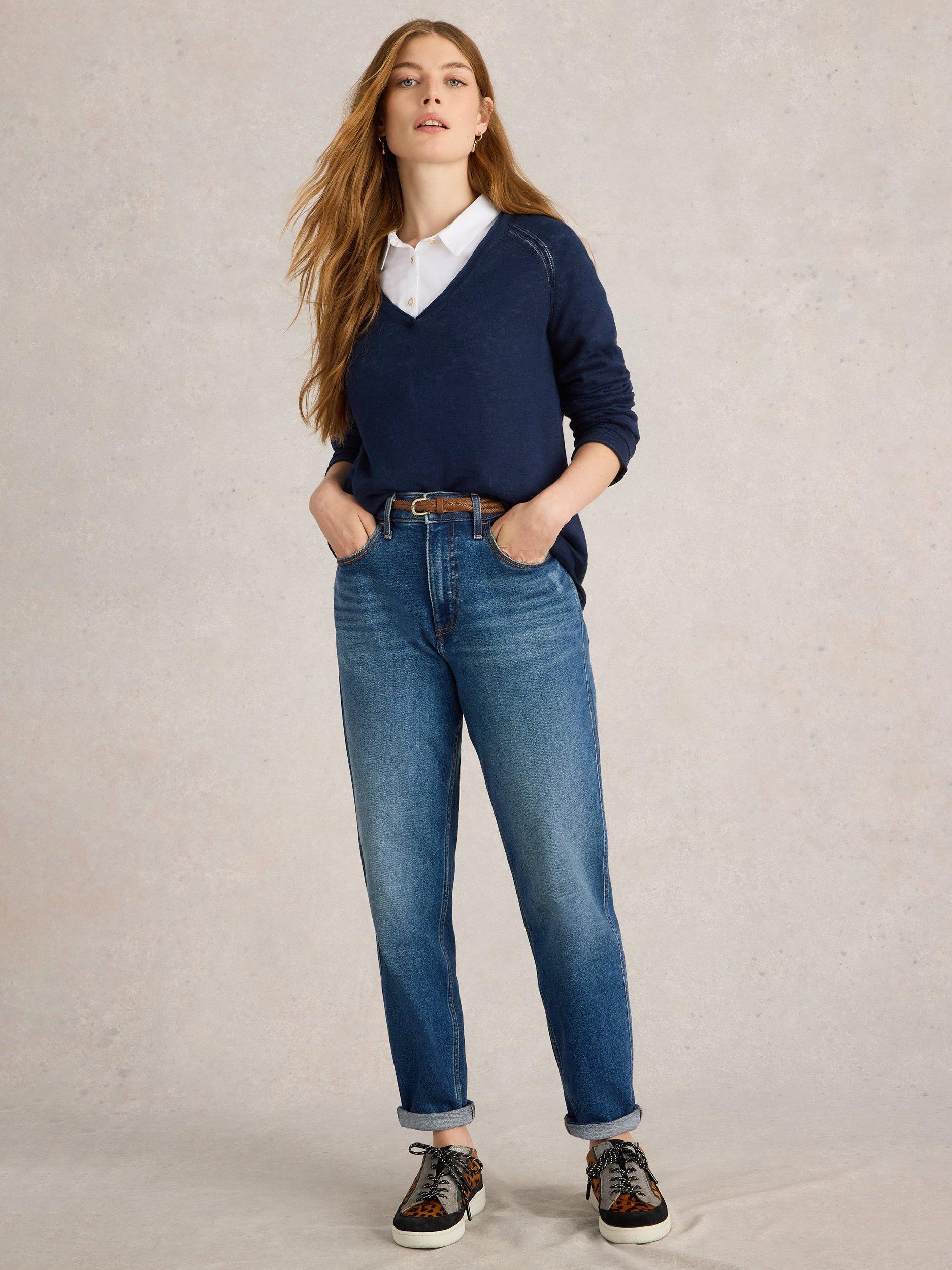 White Stuff Naria Linen Blend Jumper, Dark Navy