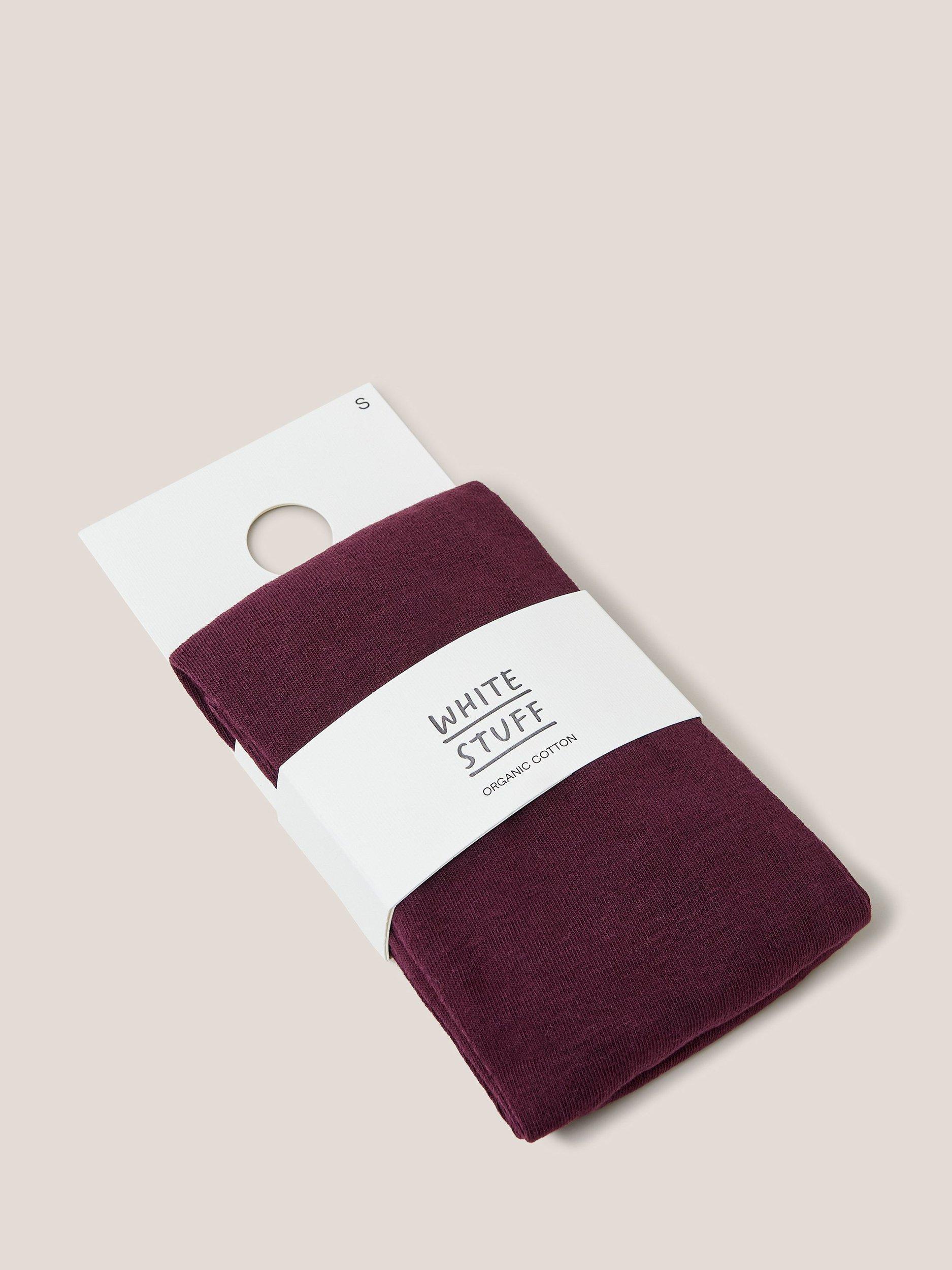 Product image 1 of 2, which shows White Stuff Patty Organic Cotton Blend Opaque Tights, Dark Plum, S