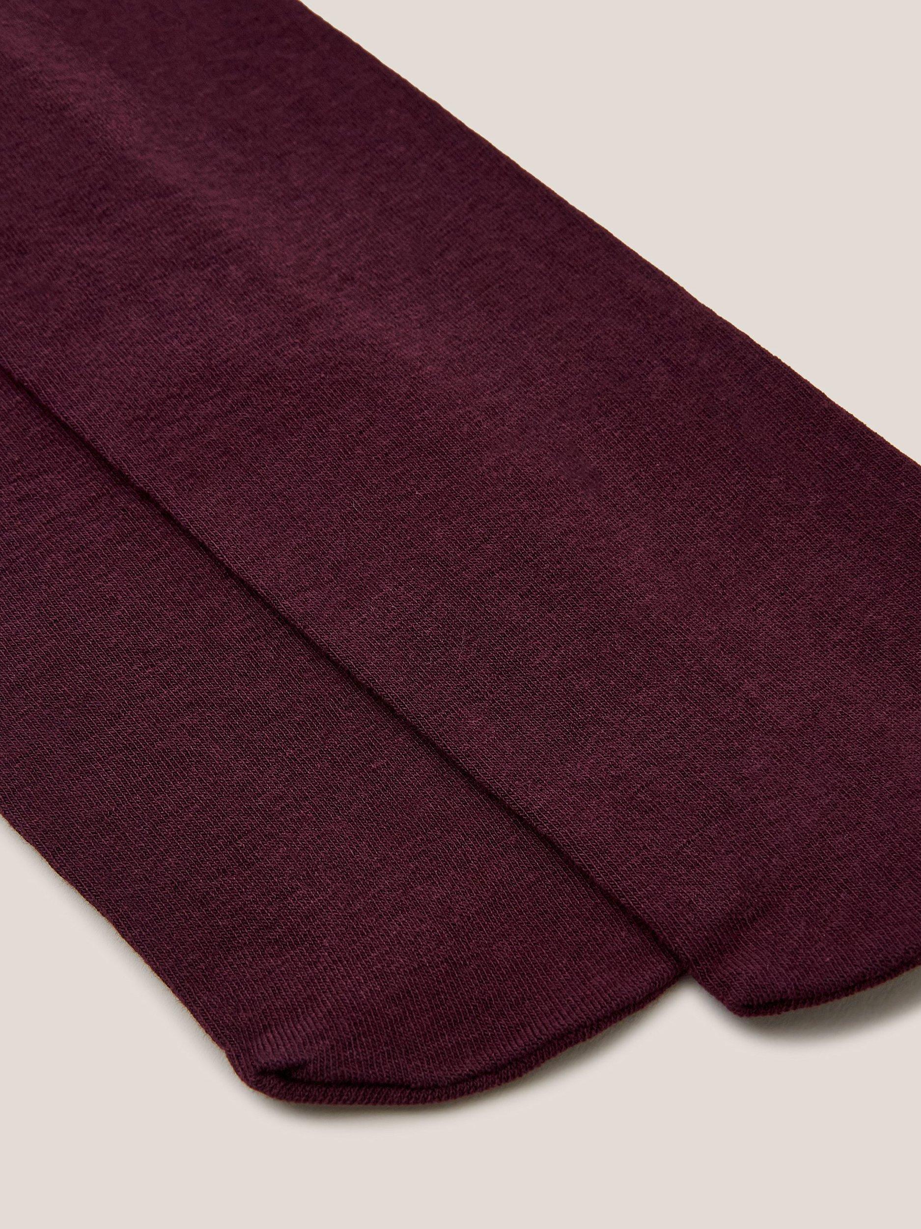 Product image 2 of 2, which shows White Stuff Patty Organic Cotton Blend Opaque Tights, Dark Plum, S