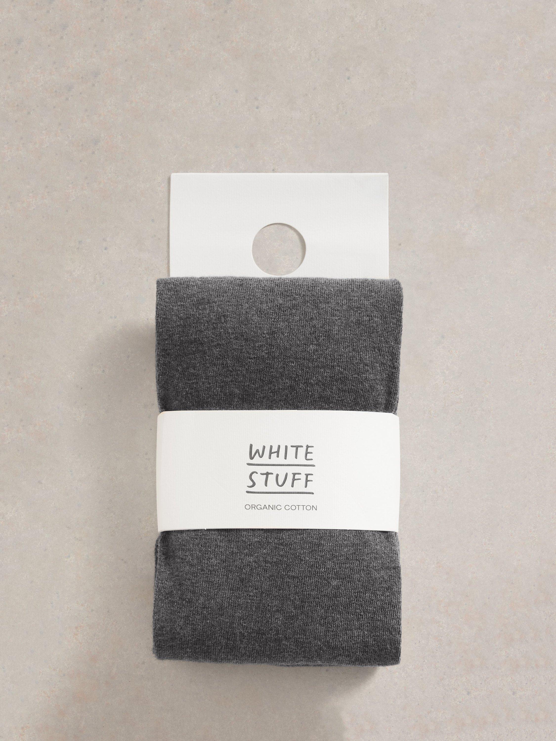 Product image 2 of 3, which shows White Stuff Patty Organic Cotton Blend Opaque Tights, Charcoal Grey, S