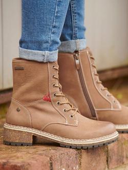 Josef Seibel Waylynn 10 Leather Combat Boots, Camel - view 2, Camel