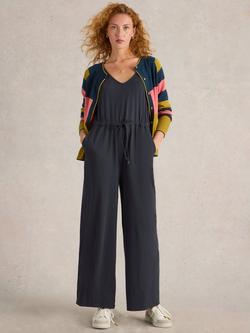 White Stuff Jasmine Organic Cotton Blend Jumpsuit, Charcoal, Charcoal