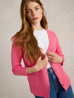 White Stuff Naria Linen Blend V-Neck Cardigan, Pink