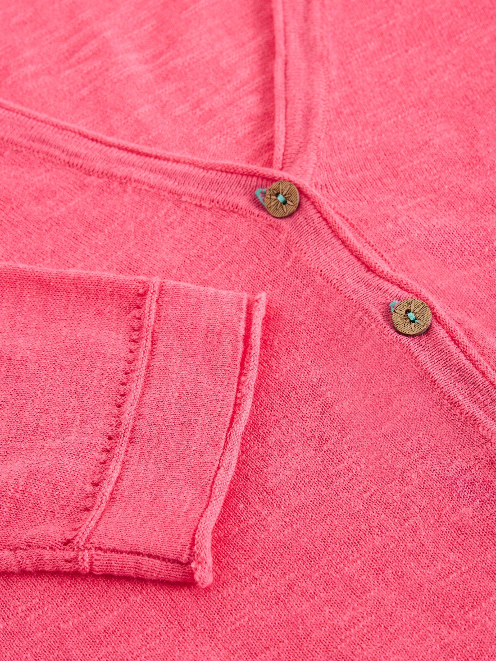 Product image 5 of 6, which shows White Stuff Naria Linen Blend V-Neck Cardigan, Pink, 6