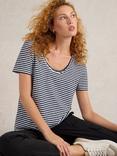 White Stuff Nadia Stripe T-Shirt, White/Navy