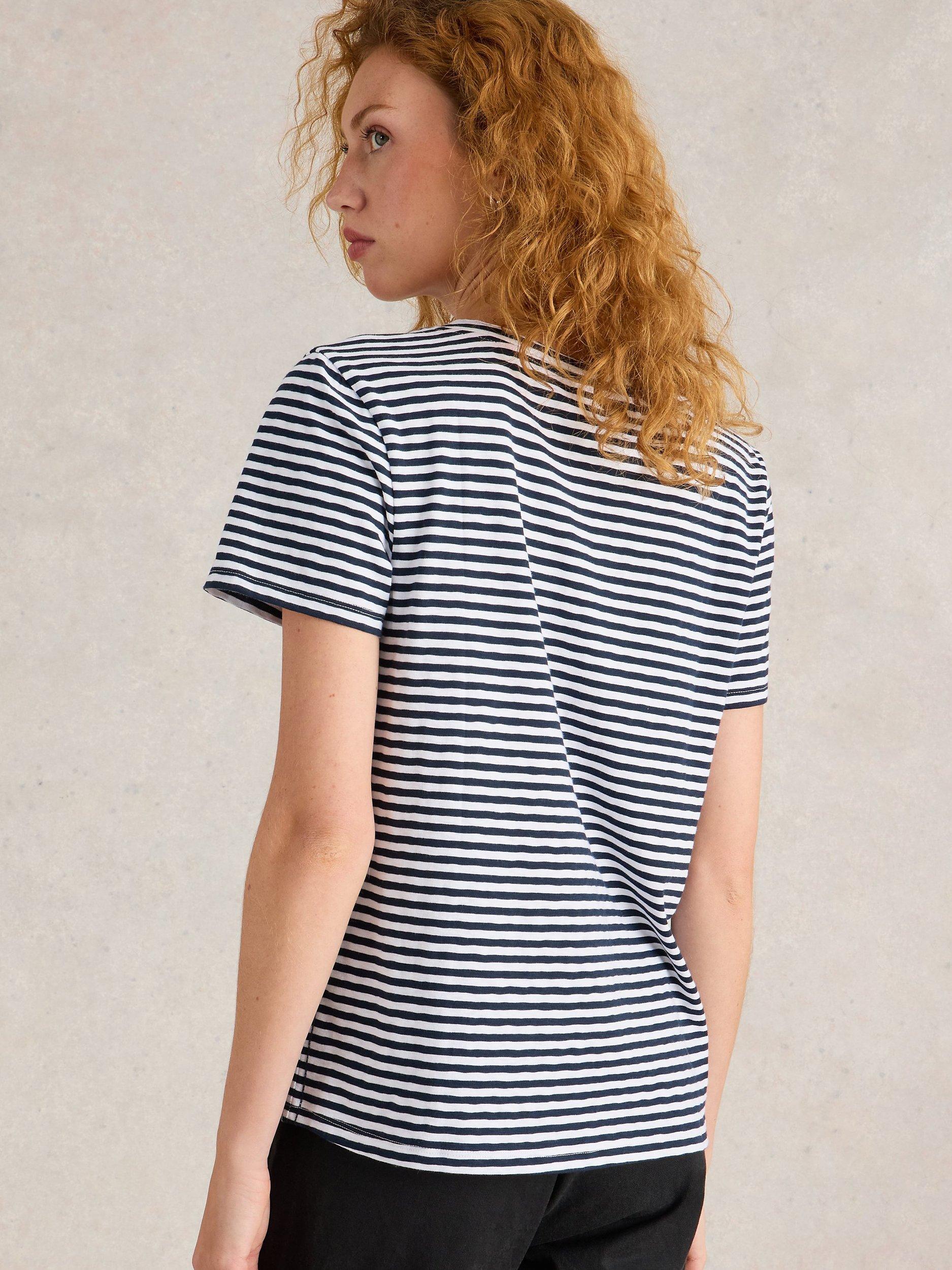 Product image 2 of 6, which shows White Stuff Nadia Stripe T-Shirt, White/Navy, 6