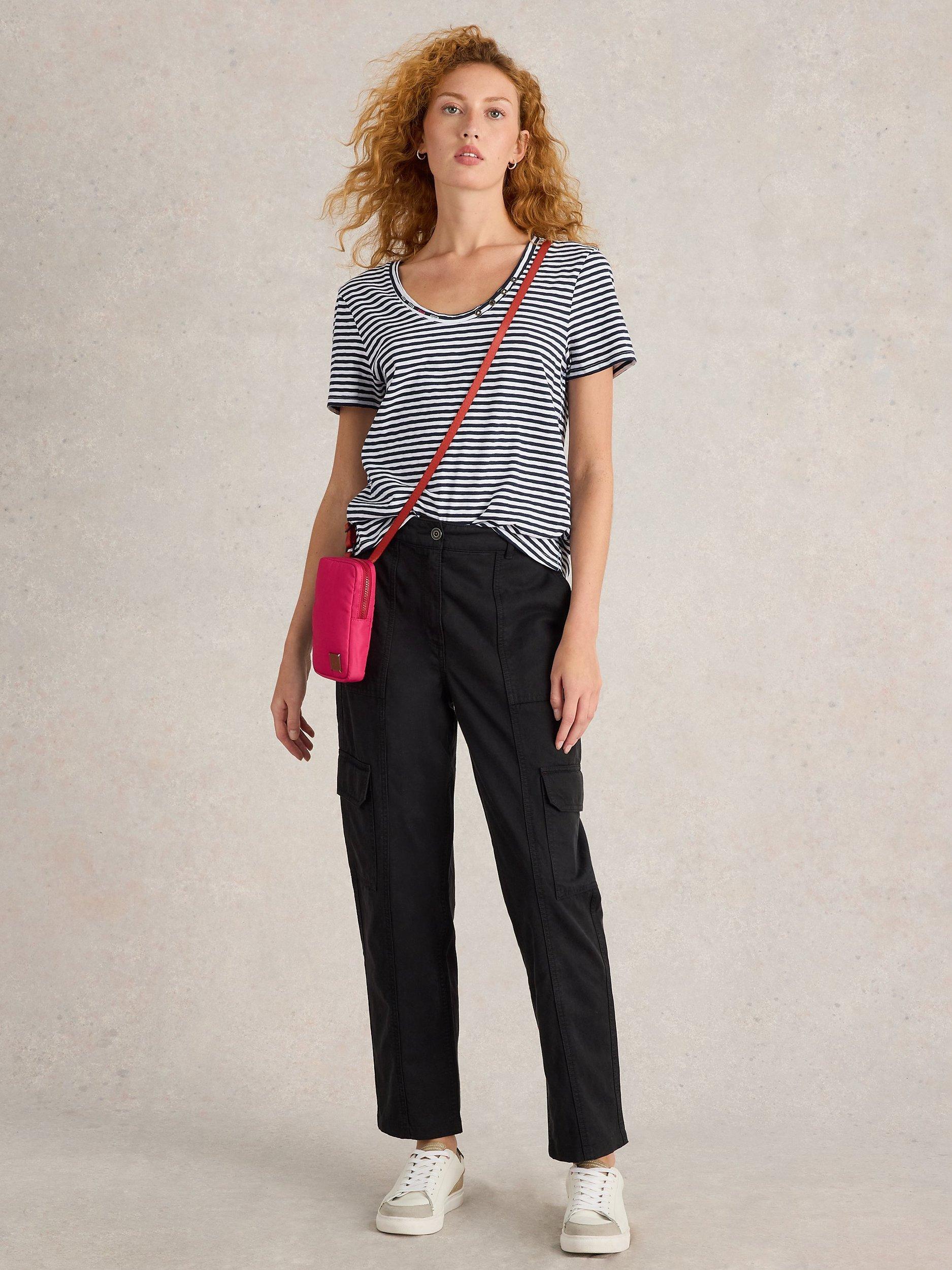 Product image 4 of 6, which shows White Stuff Nadia Stripe T-Shirt, White/Navy, 6