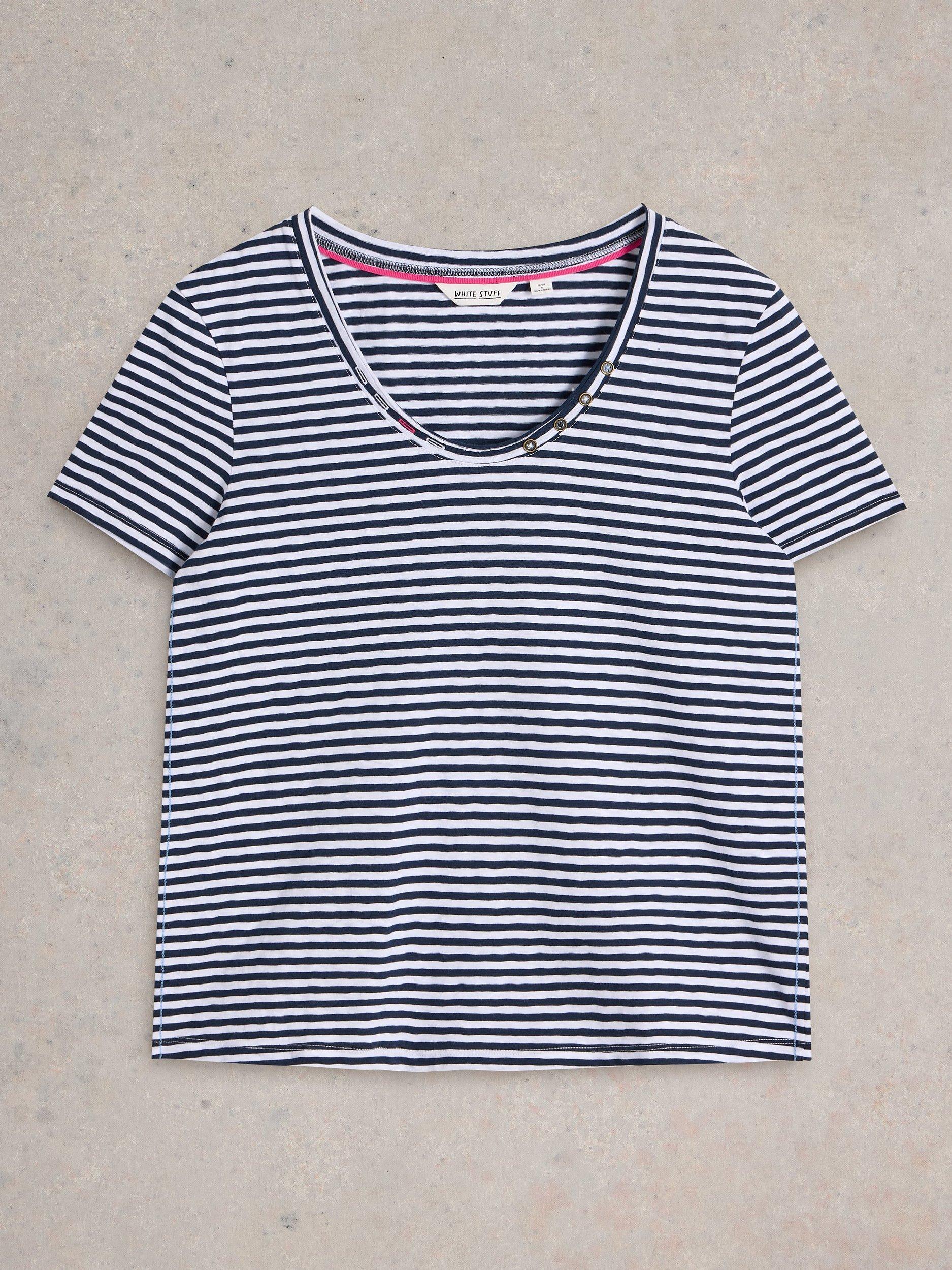 Product image 5 of 6, which shows White Stuff Nadia Stripe T-Shirt, White/Navy, 6