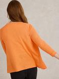 White Stuff Naria Linen Blend V-Neck Cardigan, Orange