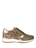 Josef Seibel Emilia 01 Suede Leopard Trainers, Olive