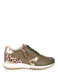 Josef Seibel Emilia 01 Suede Leopard Trainers, Olive