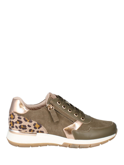 Josef Seibel Emilia 01 Suede Leopard Trainers, Olive - view 2, Olive