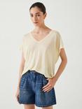 HUSH Emmerline Linen Cotton Blend V-Neck T-Shirt