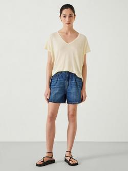 HUSH Emmerline Linen Cotton Blend V-Neck T-Shirt - view 2, Pale Yellow