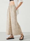 HUSH Melissa Linen Blend Wide Leg Trousers, Taupe/Cream