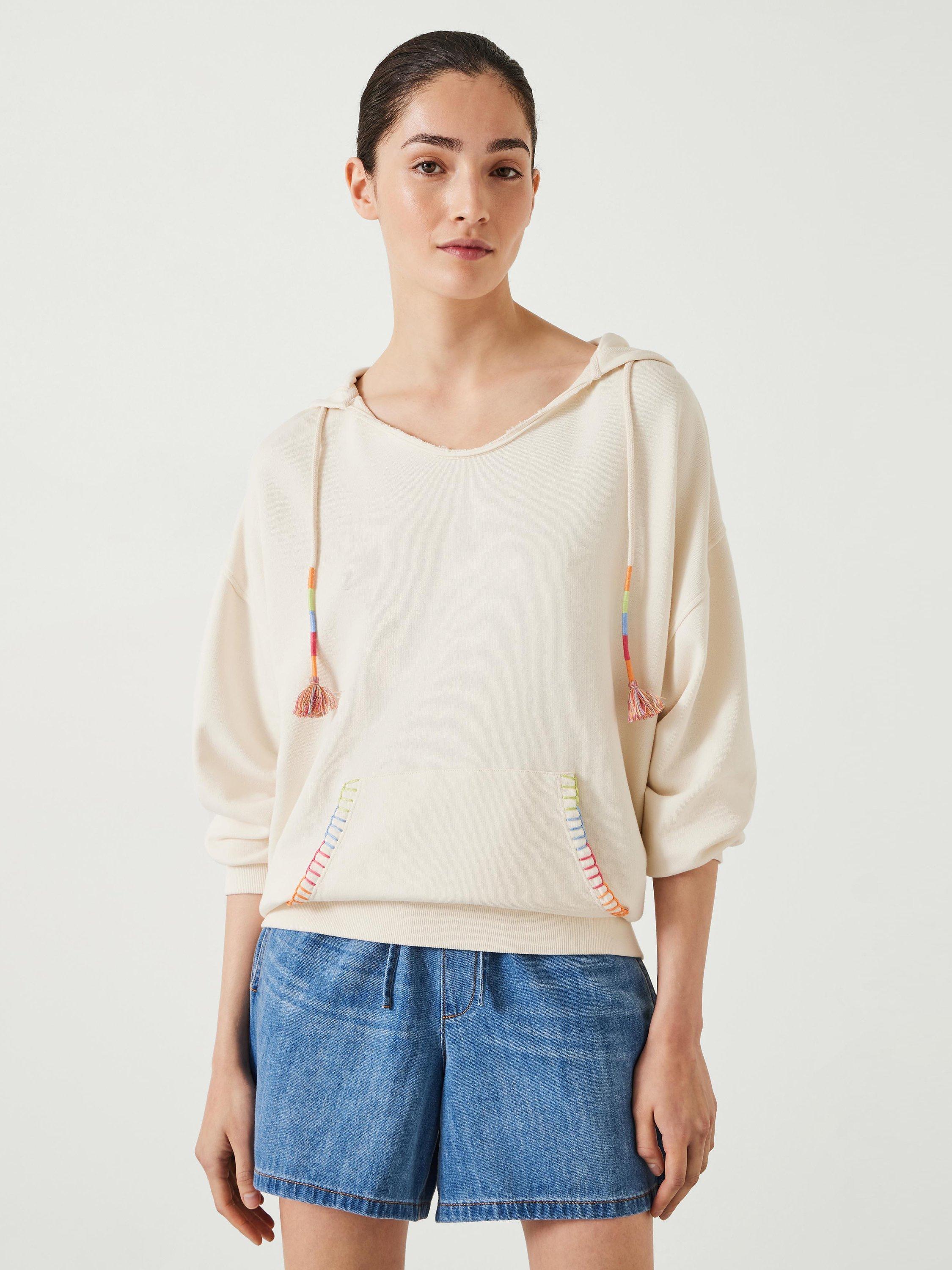 HUSH Sandy Stitch Detail Hoodie, Ecru