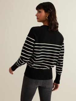 Phase Eight Nina Stripe Cardigan, Black/Ivory - view 2, Black/Ivory