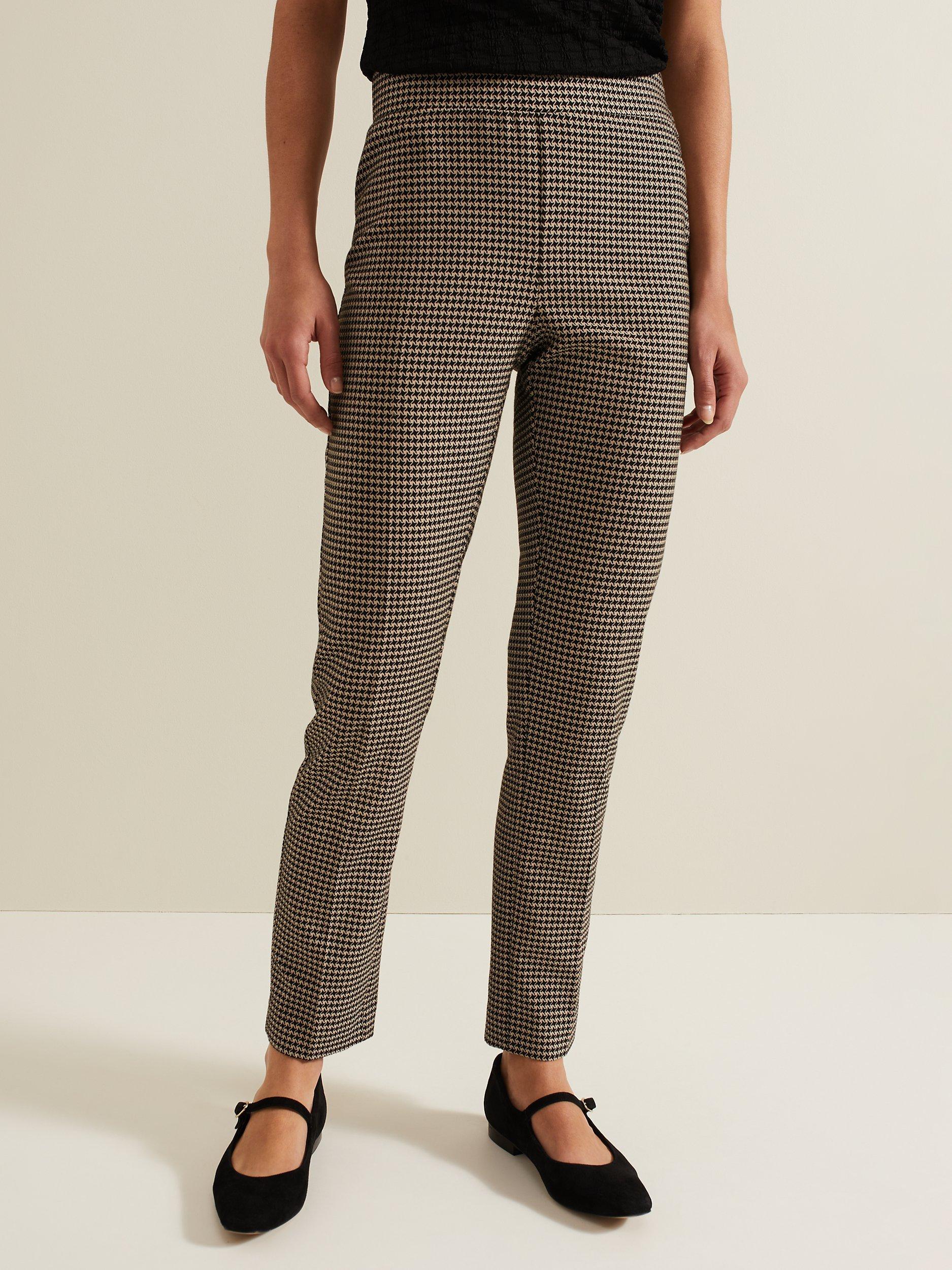 Product image 1 of 8, which shows Phase Eight Donna Dogtooth Treggings, Black/Multi, 16