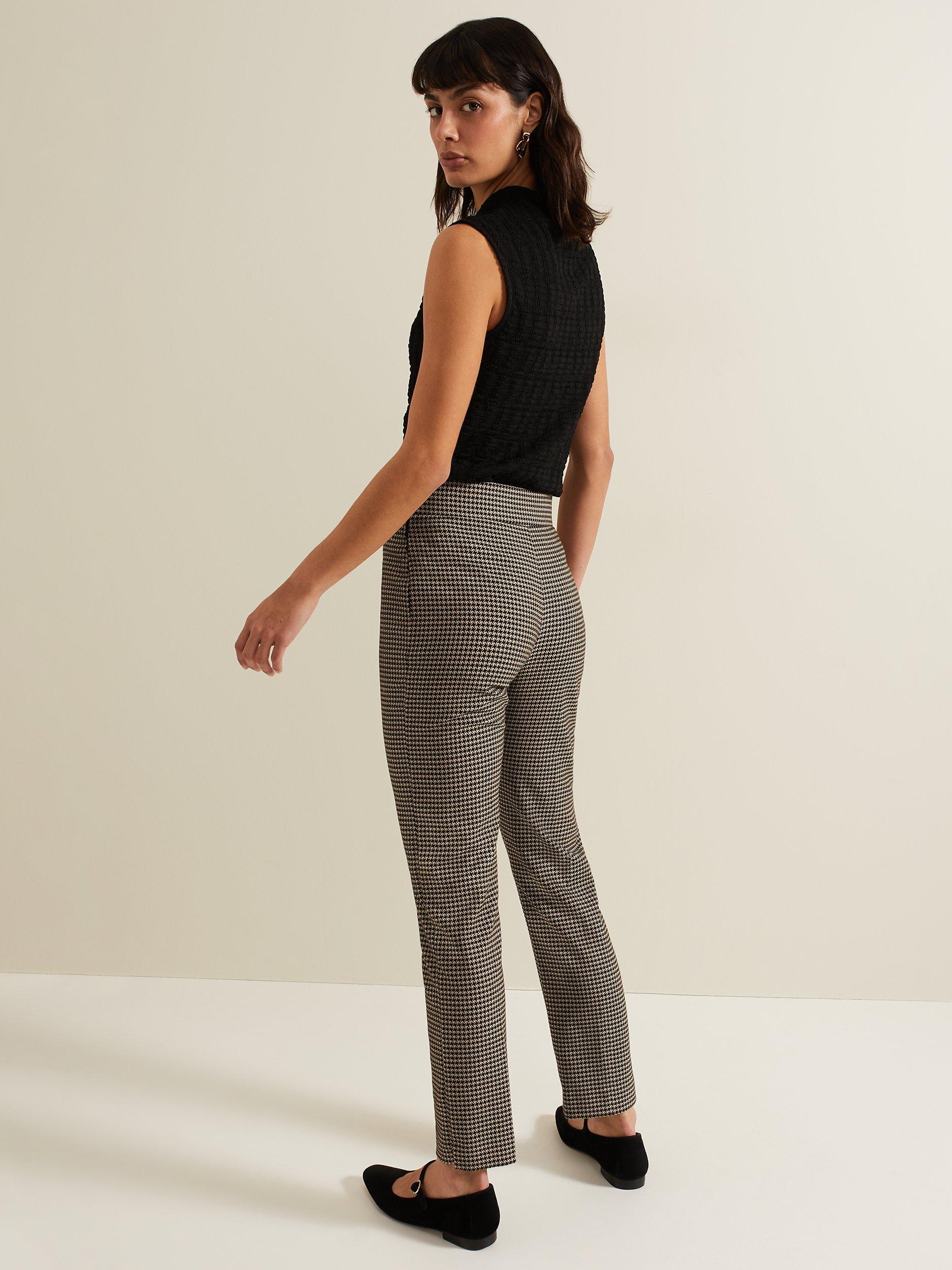 Product image 2 of 8, which shows Phase Eight Donna Dogtooth Treggings, Black/Multi, 16