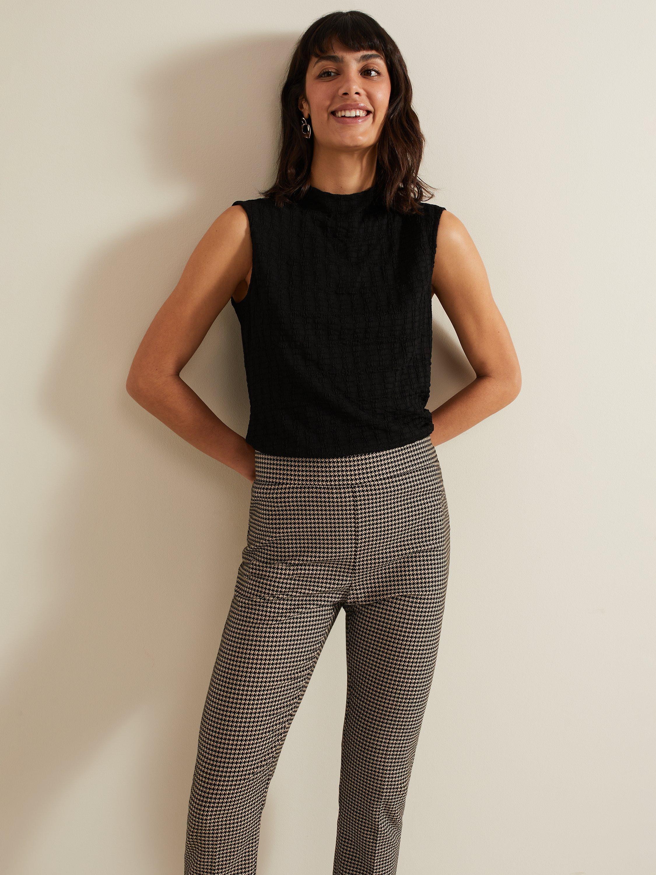 Product image 7 of 8, which shows Phase Eight Donna Dogtooth Treggings, Black/Multi, 16