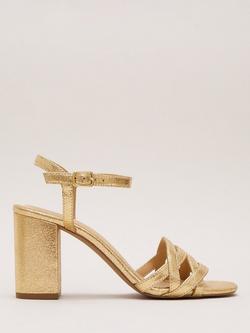 Phase Eight Block Strappy Heels, Gold, Gold