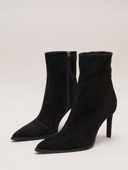 Phase Eight Ponted Suede Ankle Boots, Black - view 2, Black