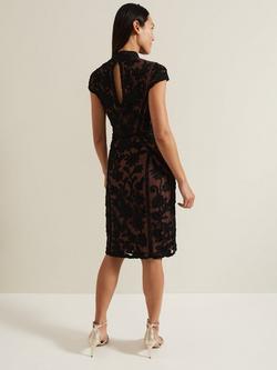 Phase Eight Edith Tapework Midi Dress, Black/Brown - view 2, Black/Brown