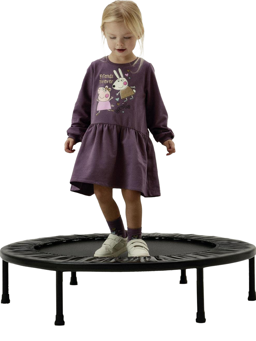 Product image 1 of 5, which shows Peppa Pig Kids' Cotton Jersey Blend Sweatshirt Dress, Arctic Dusk, 12-18 months