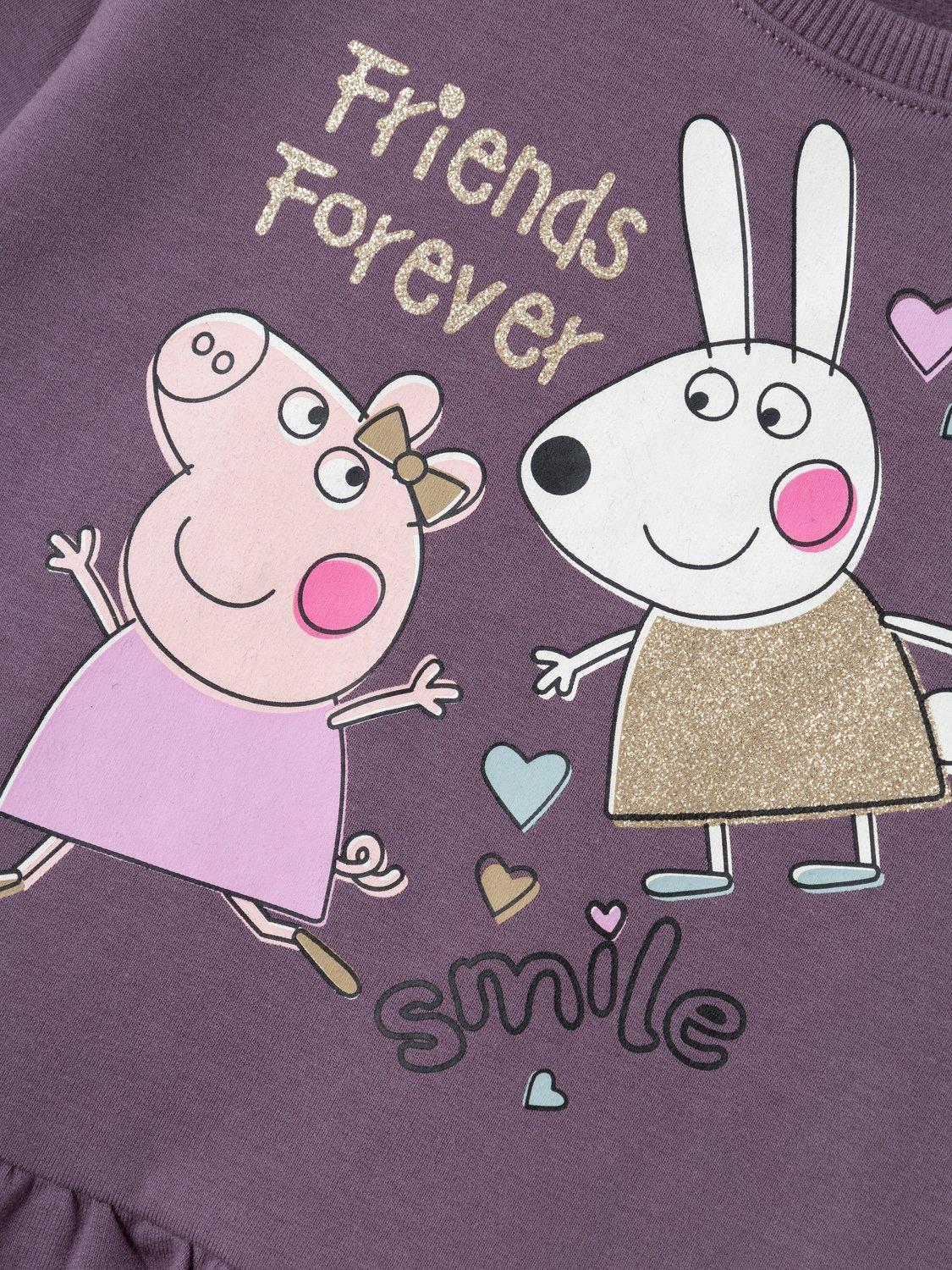 Product image 5 of 5, which shows Peppa Pig Kids' Cotton Jersey Blend Sweatshirt Dress, Arctic Dusk, 12-18 months
