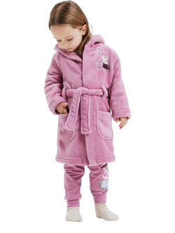 NAME IT Kids' Peppa Pig Dressing Gown, Mauve Orchid, Mauve Orchid