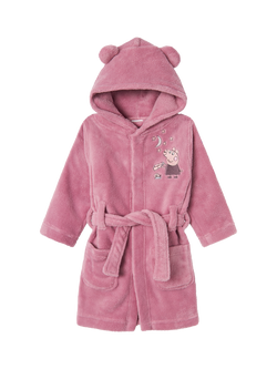 NAME IT Kids' Peppa Pig Dressing Gown, Mauve Orchid - view 2, Mauve Orchid