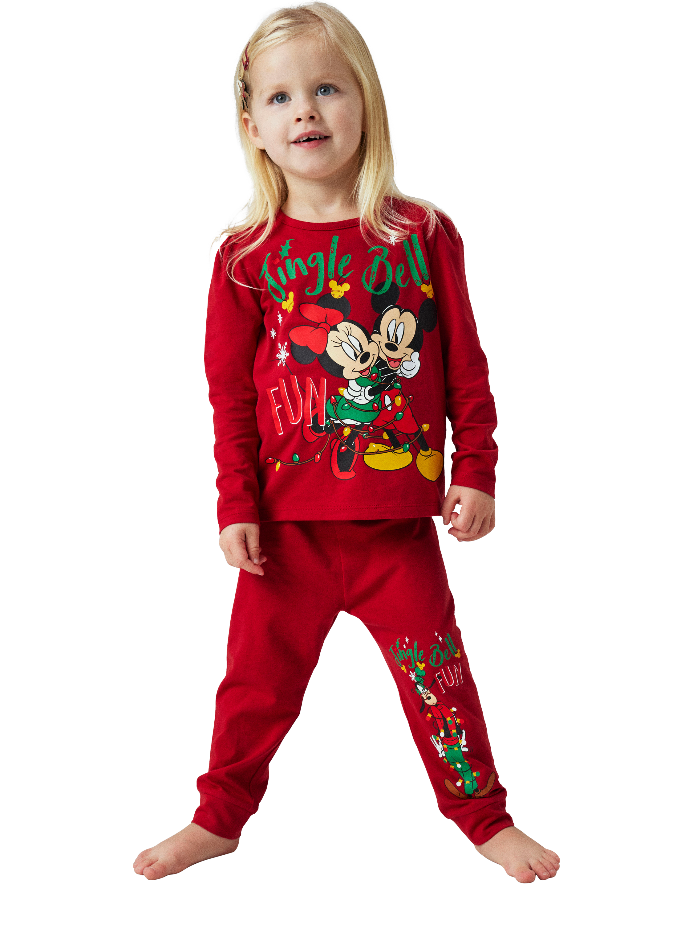 Product image 1 of 5, which shows NAME IT Kids' Christmas Mickey & Minnie Mouse Pyjama Set, Jestser Red, 18-24 months