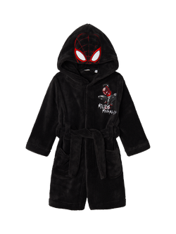 NAME IT Kids' Spiderman Dressing Gown, Black, Black