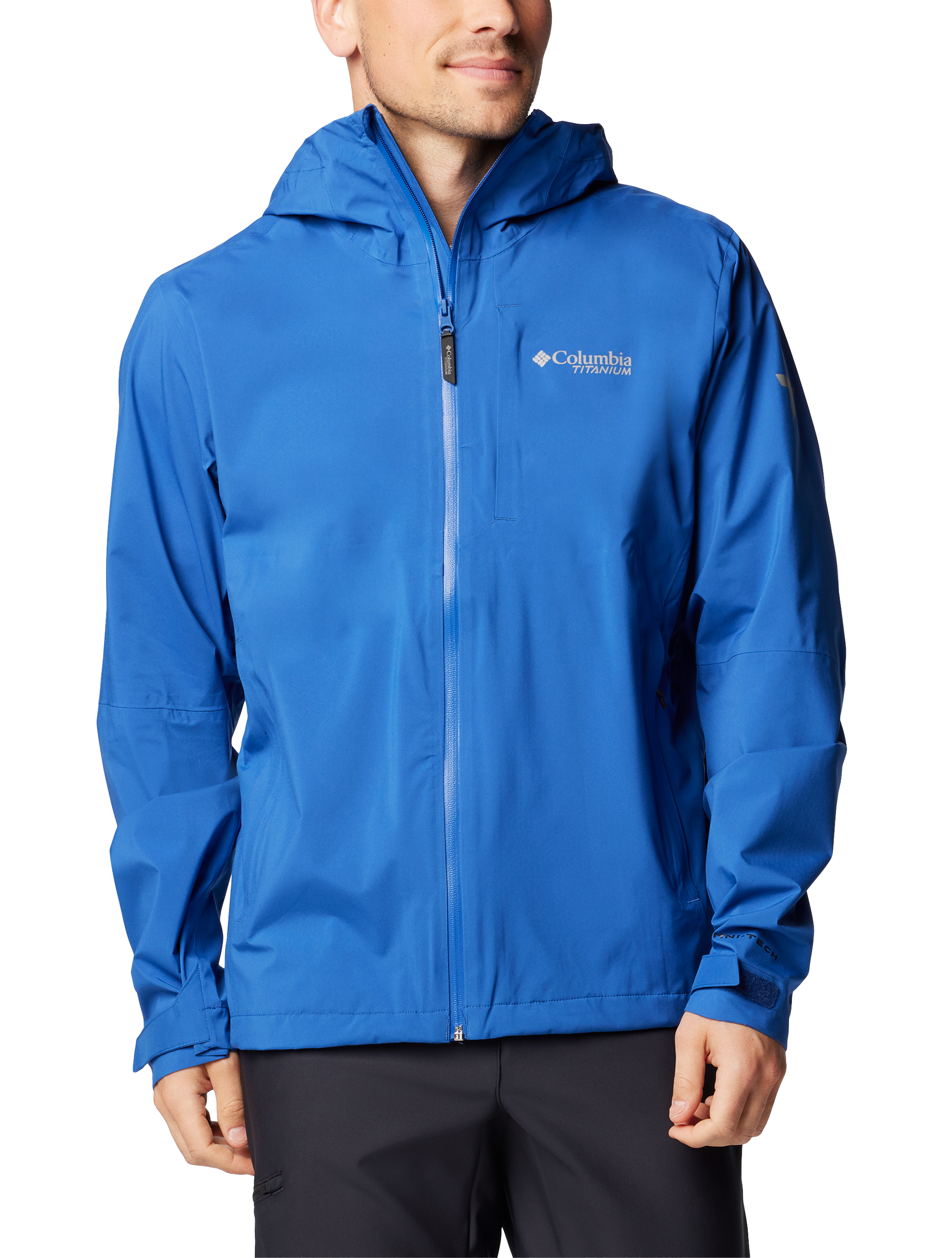 Product image 1 of 4, which shows Columbia Ampli-Dry II Hiking Shell Jacket, Mountain Blue, M