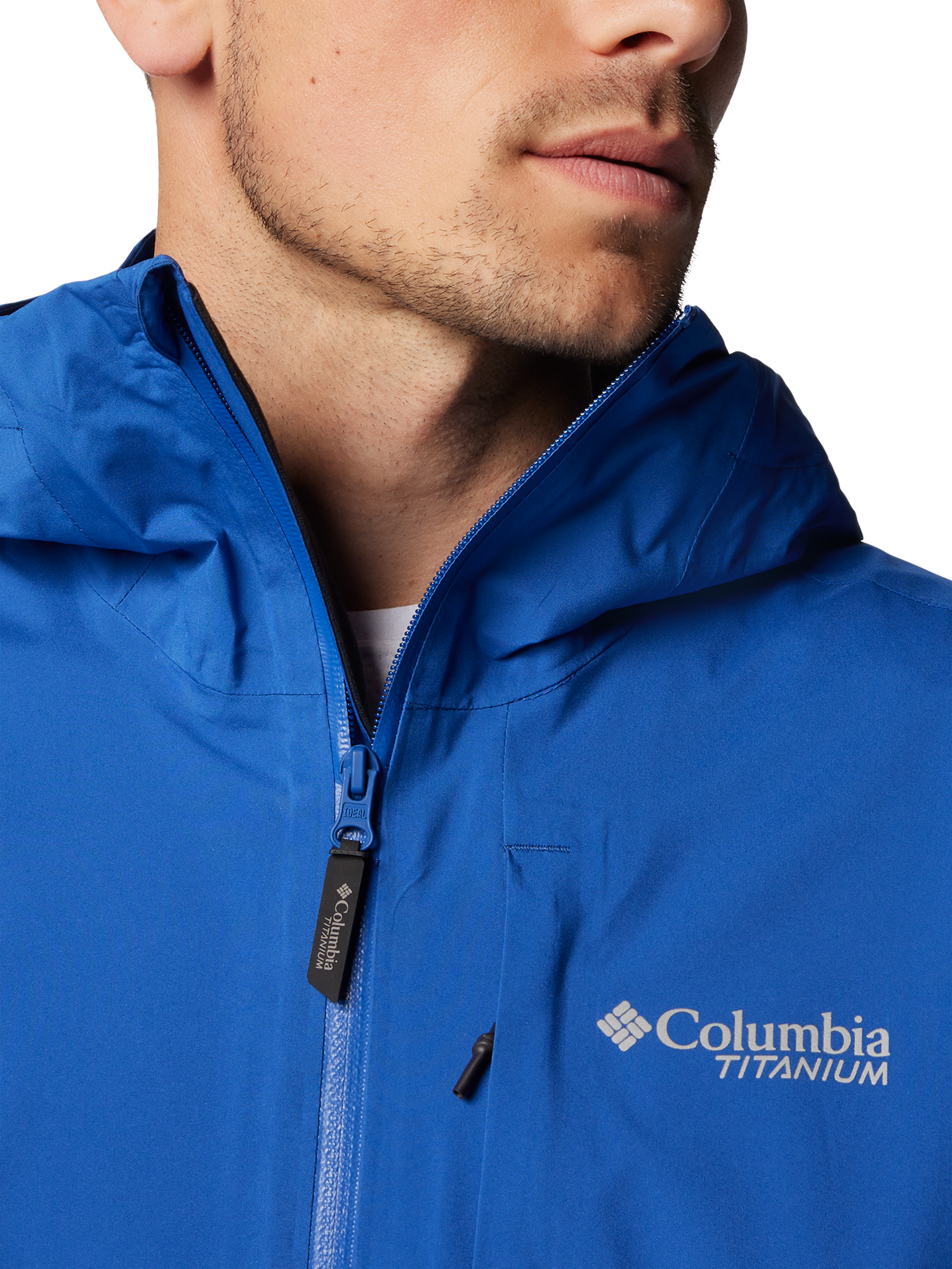 Product image 3 of 4, which shows Columbia Ampli-Dry II Hiking Shell Jacket, Mountain Blue, M