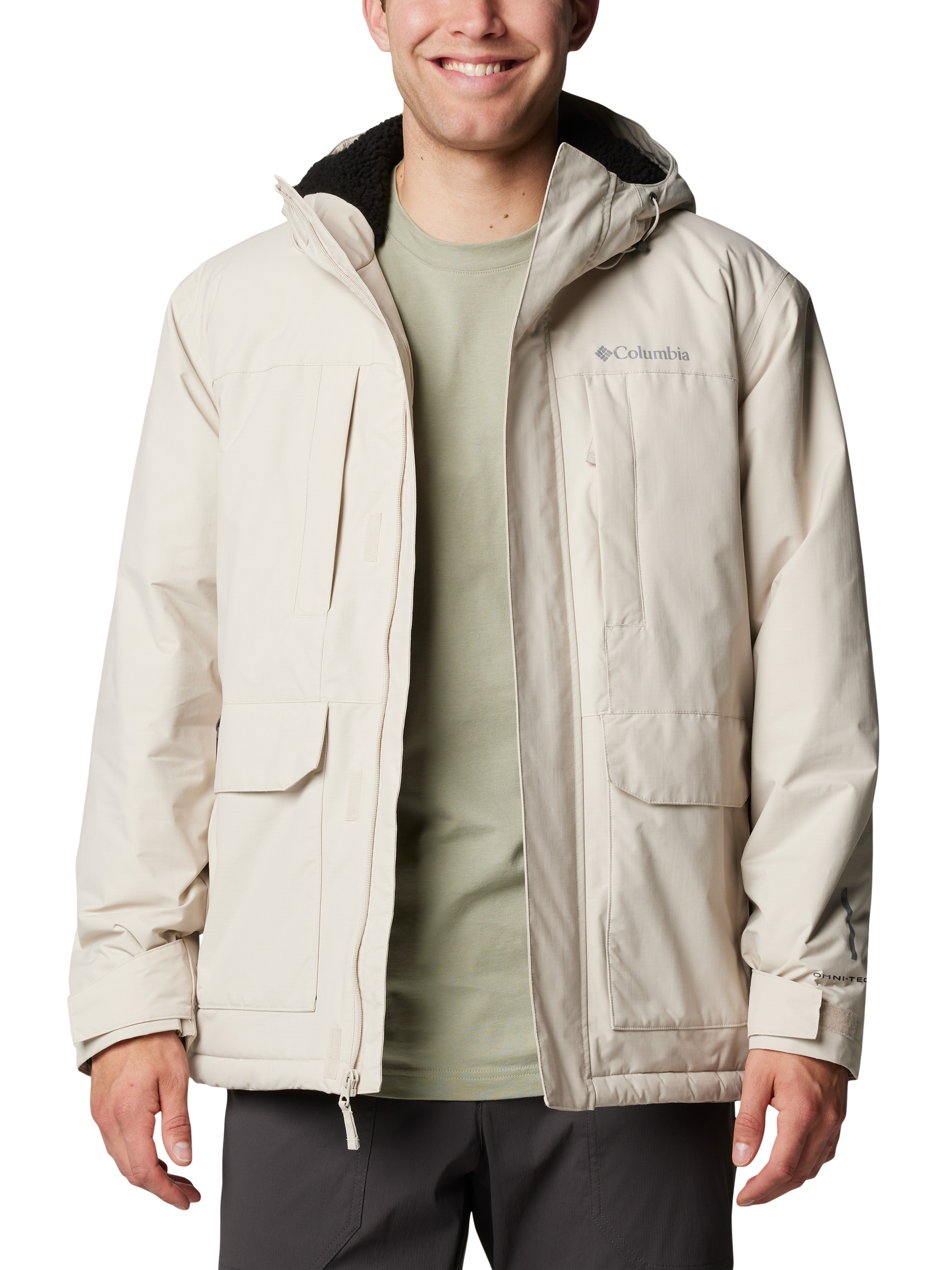 Product image 1 of 4, which shows Columbia Sherpa Hooded Jacket, Dark Stone, S