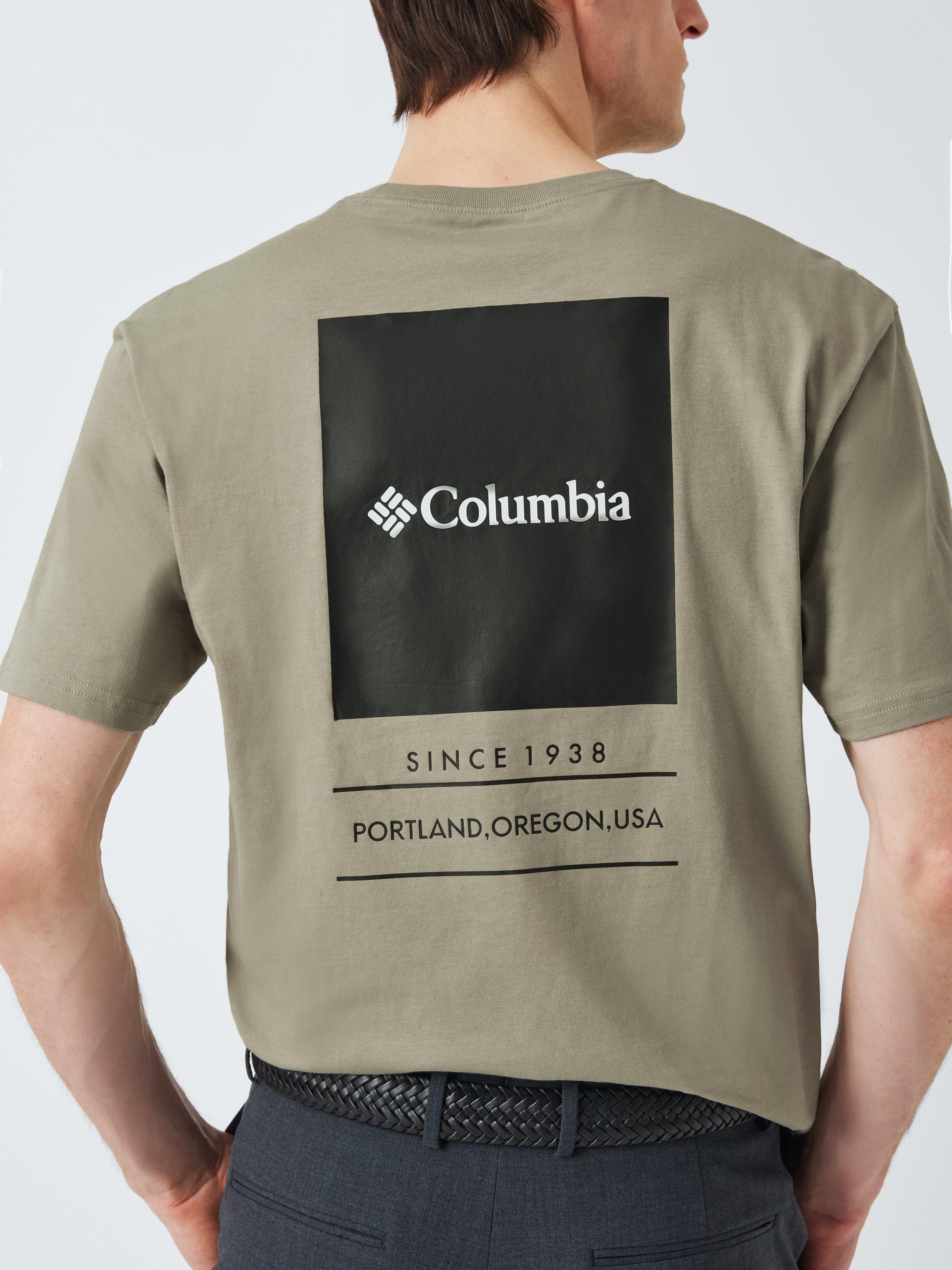 Product image 5 of 6, which shows Columbia Barton Springs Cotton Regular Fit Short Sleeve Graphic T-Shirt, Safari, S