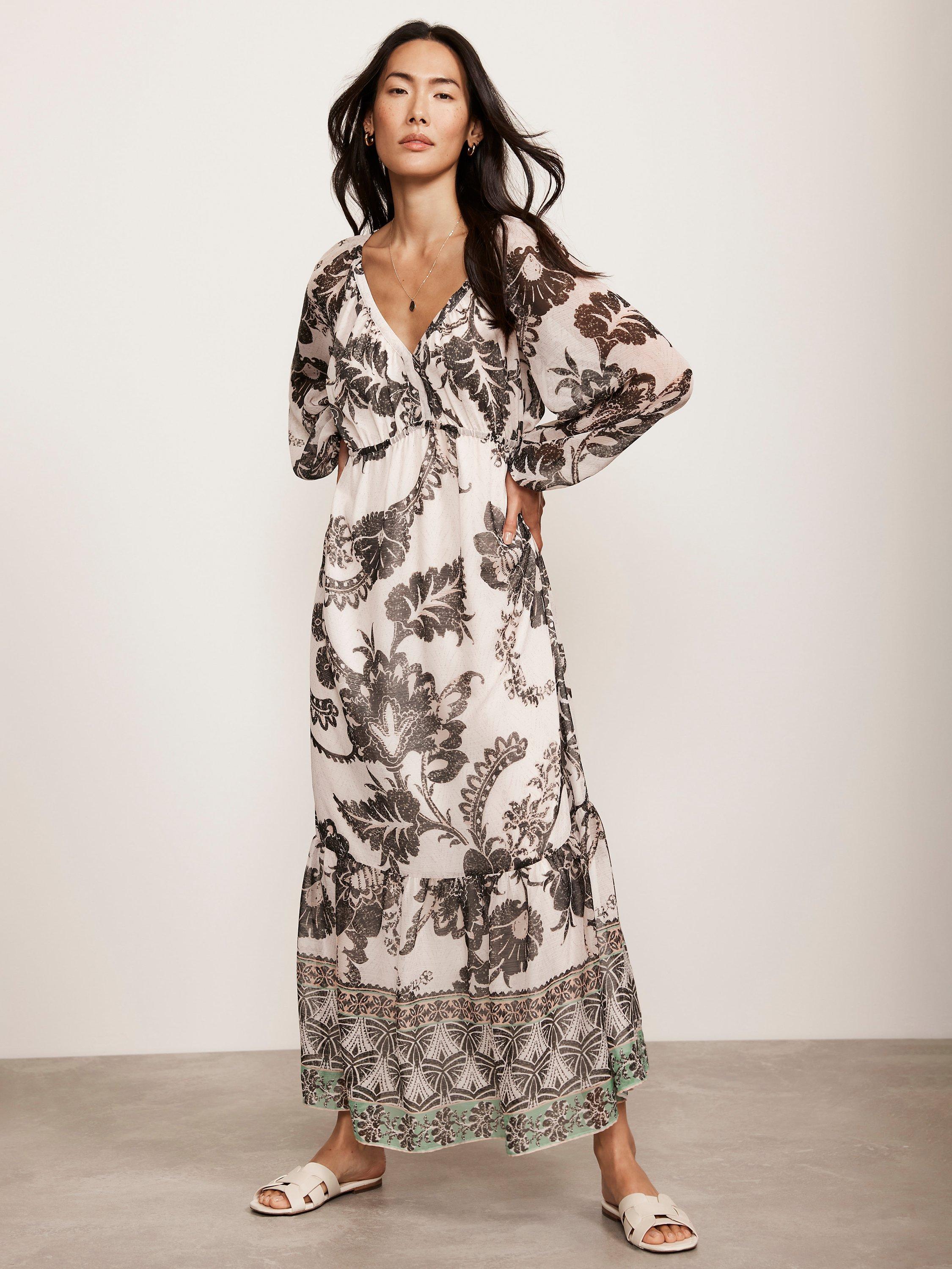 Mint Velvet Print Boho Maxi Dress Ivory Multi