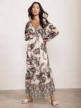 Mint Velvet Print Boho Maxi Dress, Ivory/Multi