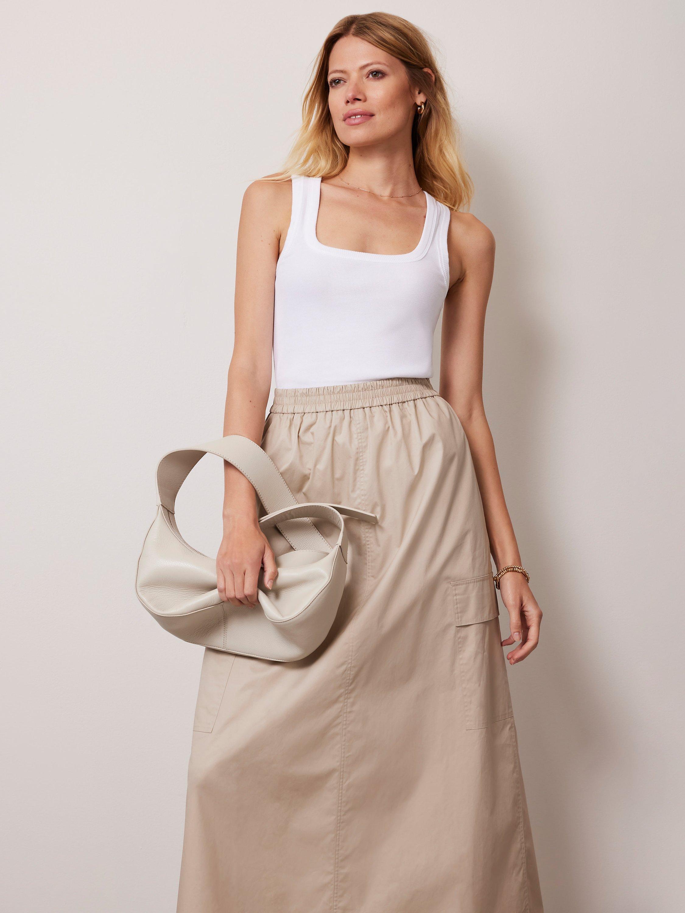 Mint velvet camel leather midi skirt sale