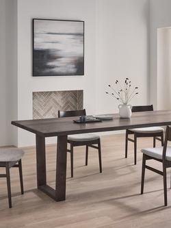 John Lewis Albury Fixed Dining Table, Straight Edge, Solid Oak Dark Oil - view 2, Dark Oak