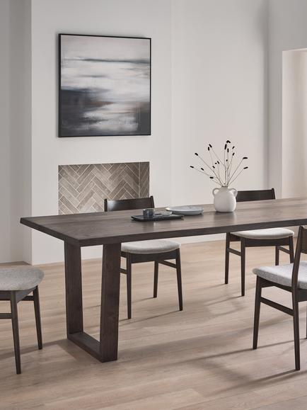 John Lewis Albury Fixed Dining Table, Straight Edge, Solid Oak Dark Oil - view 2, Dark Oak