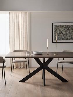 John Lewis Ripley Fixed Dining Table, Straight Edge, Solid Oak Dark Oil - view 2, Dark Oak