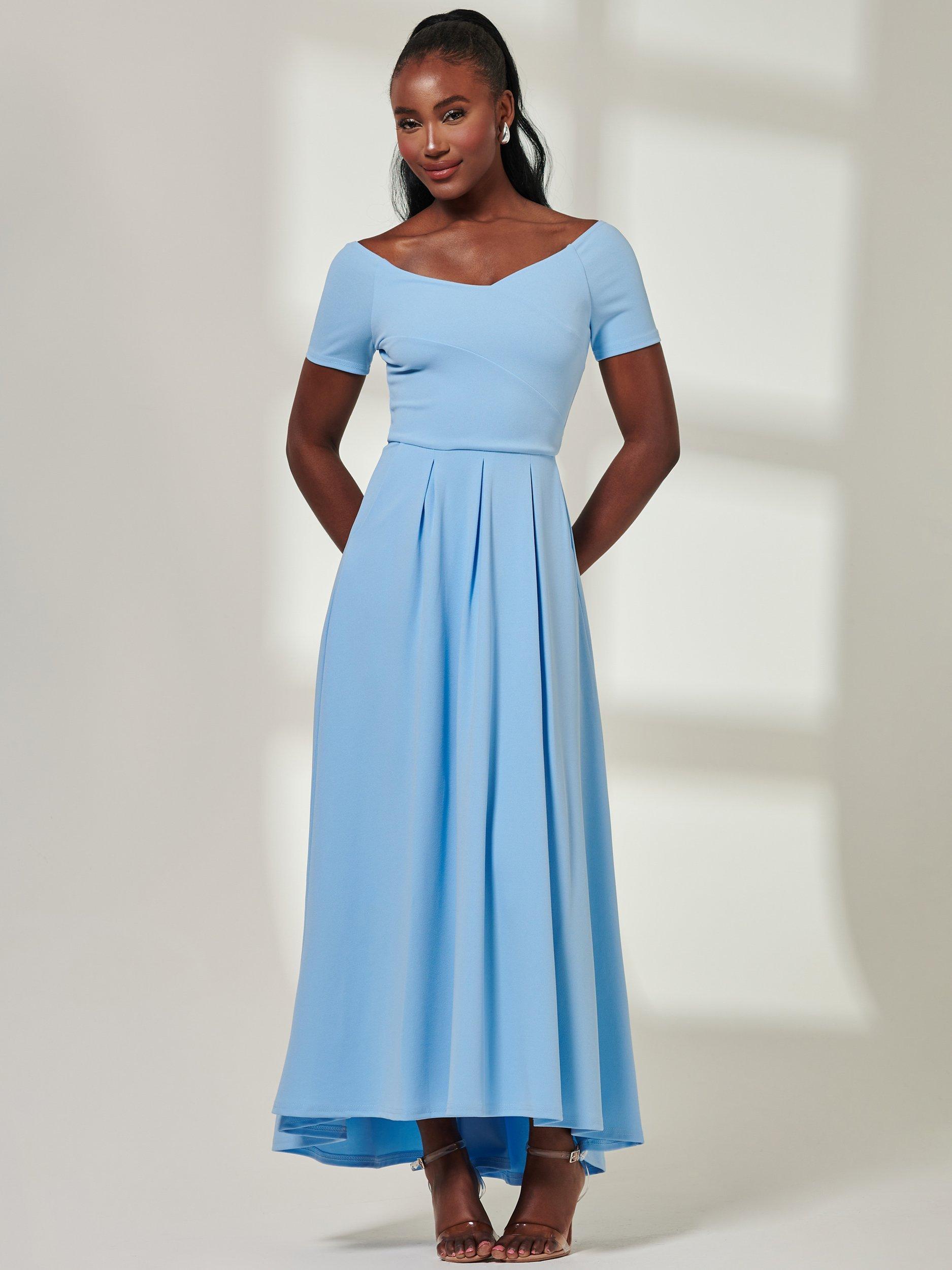 Jolie Moi Yana Off Shoulder Scuba Maxi Dress, Blue, 8