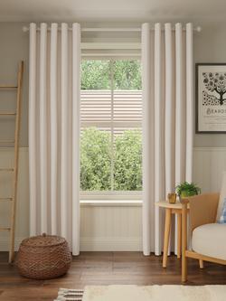 John Lewis Boucle Pair Blackout/Thermal Lined Eyelet Curtains, Marshmallow