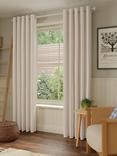 John Lewis Boucle Pair Blackout/Thermal Lined Eyelet Curtains, Marshmallow