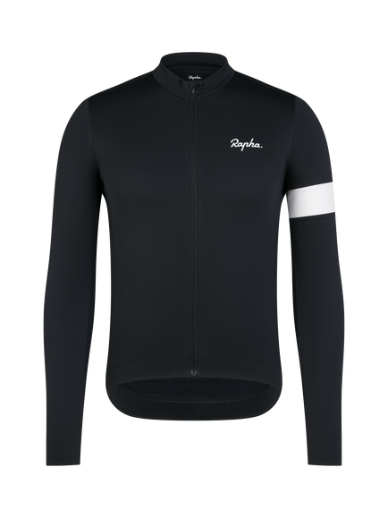 Rapha Core Jersey Long Sleeve Cycling Top, Black/White, Black/White