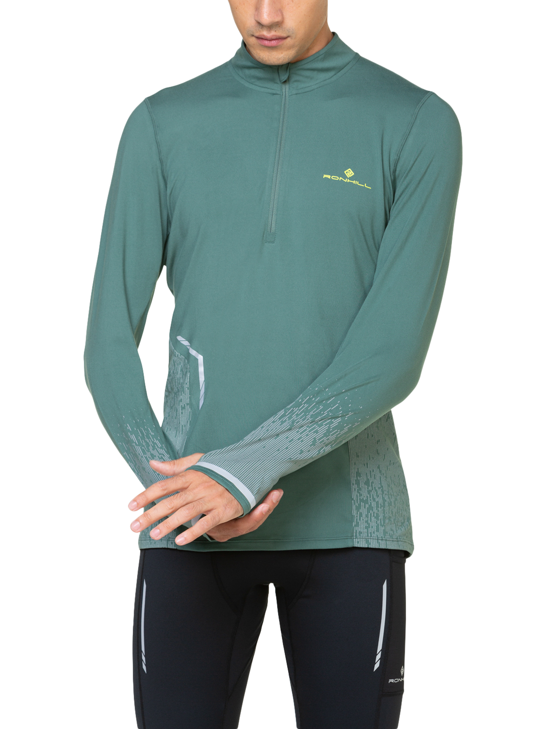 Ronhill Long Sleeve Thermal Running Top Dark Sage Reflect